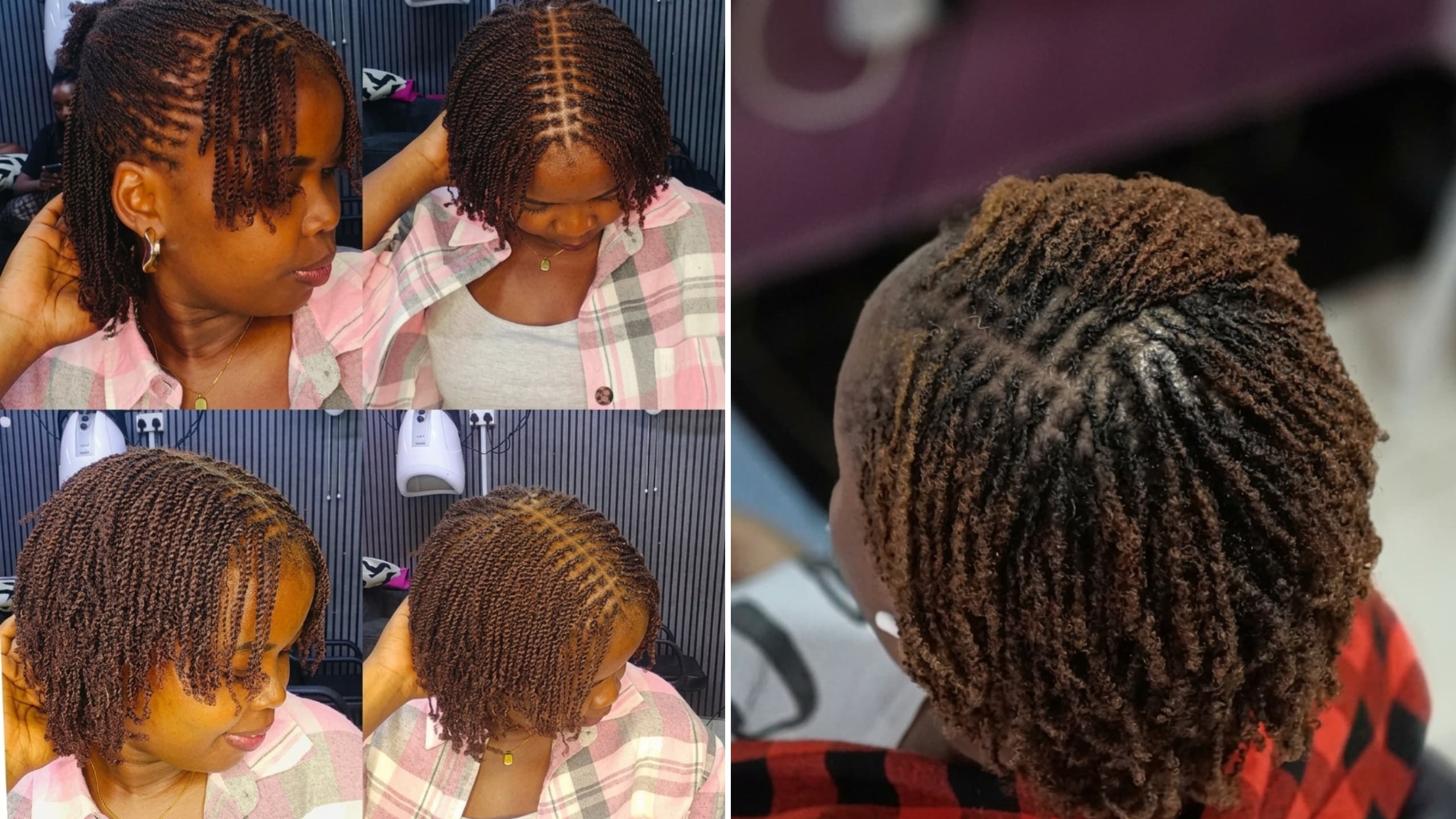 Micro locs and sisterlocks side by side at Fabz Hair and Beyond, CBD Nairobi