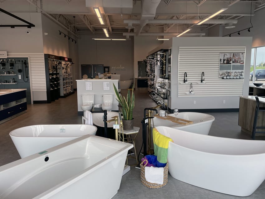 Lighting fixtures and décor showcased inside the Bartle & Gibson Red Deer showroom