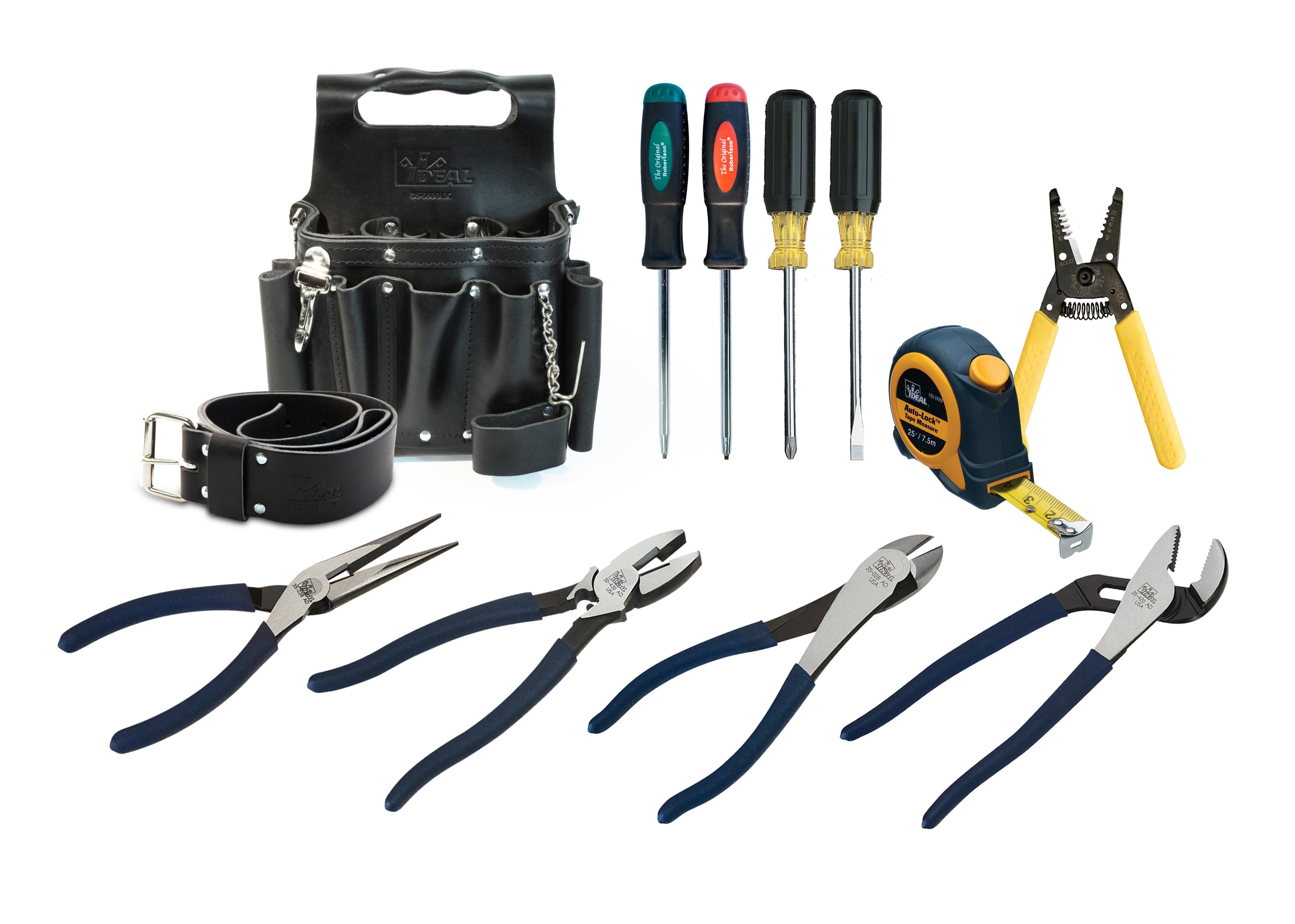 IDEAL 10-459BLKB APPRENTICE TOOL KIT/POUCH BLK LEATHER W/BLT | Bartle ...