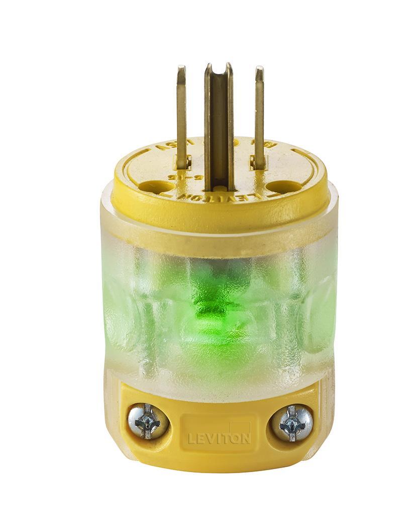 LEVITON 515PV-LIT 15A 125V 2-POLE 3-WIRE LIGHTED PLUG YELLOW | Bartle ...