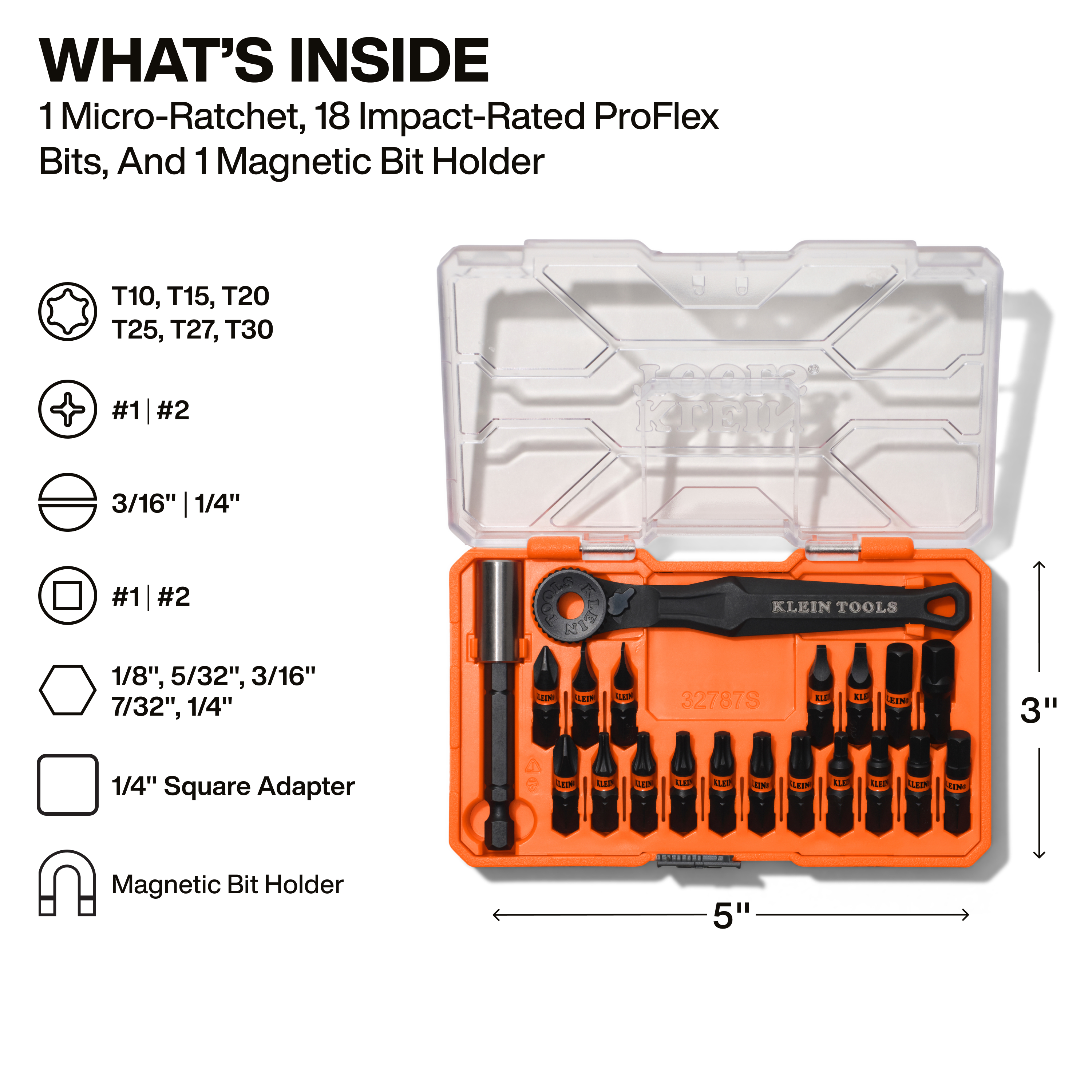 KLEIN 32787S SLIM STORE MICRO RATCHET SET | Bartle & Gibson Wholesale