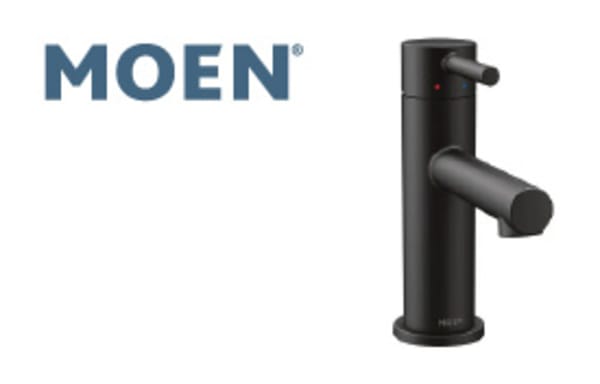Moen single handle lavatory faucet in matte black finish