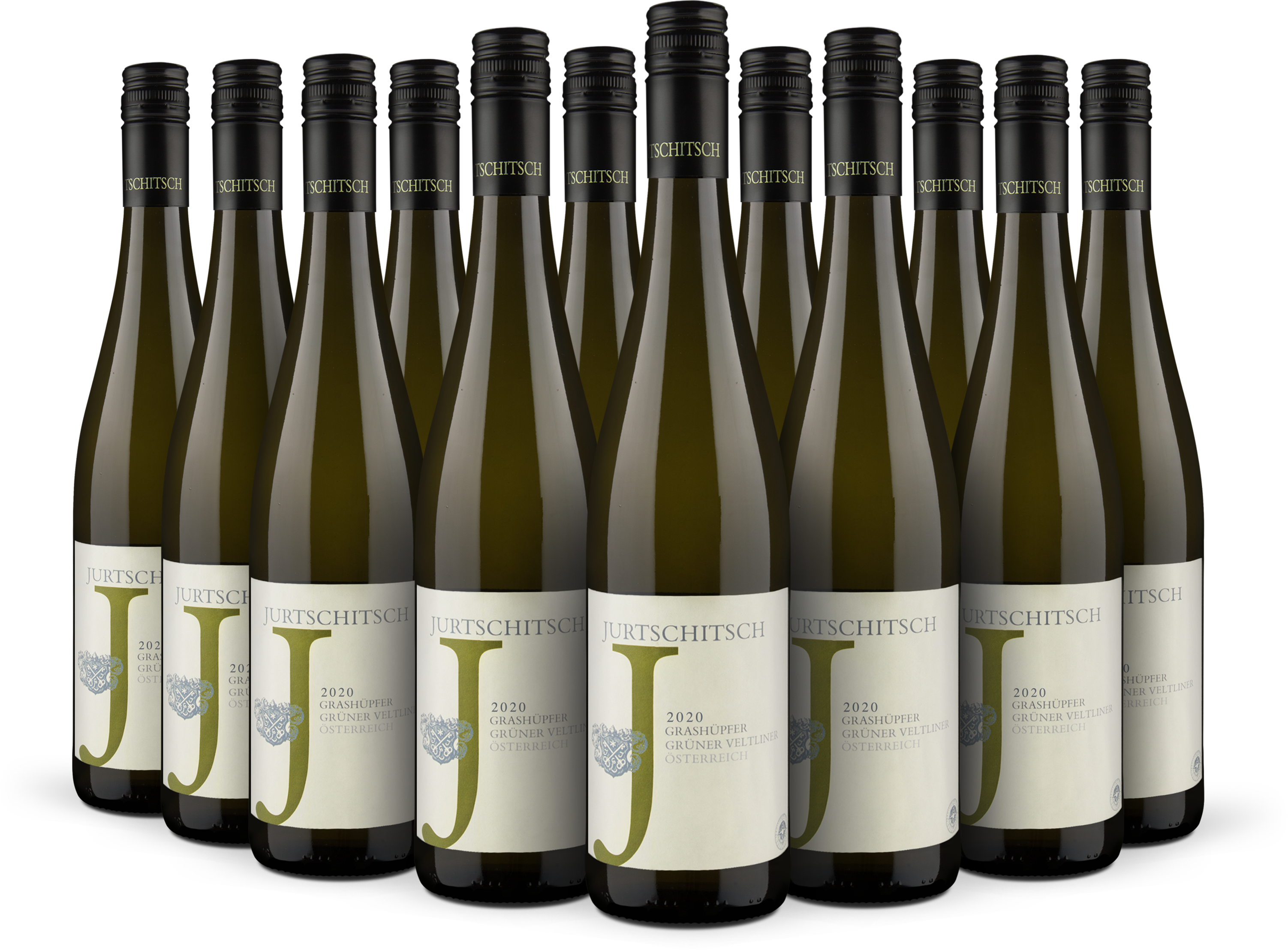 12er-Set Jurtschitsch Grüner Veltliner %27Grashüpfer%27 2020 - Bio 16975 Weißwein Wine in Black