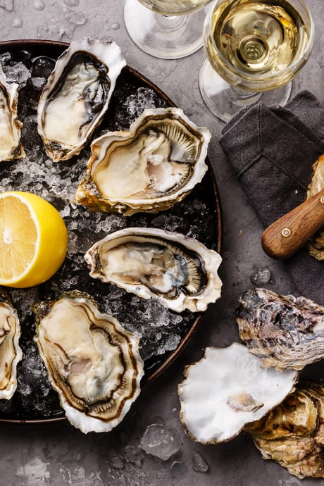 Wein passt Oesters