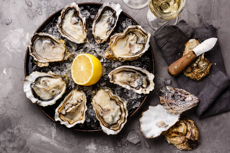 Wein passt Oesters