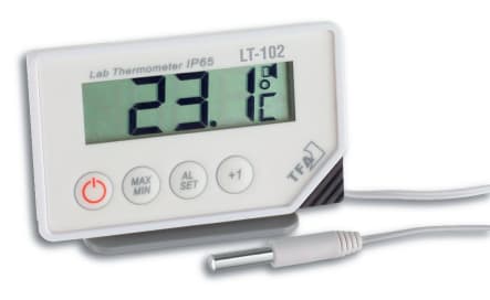 Digitalthermometer mit wasserdichtem Kabelfühler zur Temperaturüberwachung.