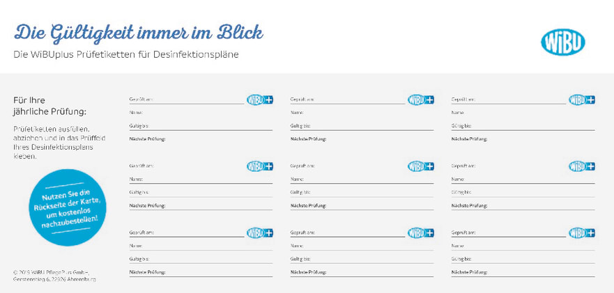 WiBUplus Prüfetiketten für Desinfektionspläne Bild 1