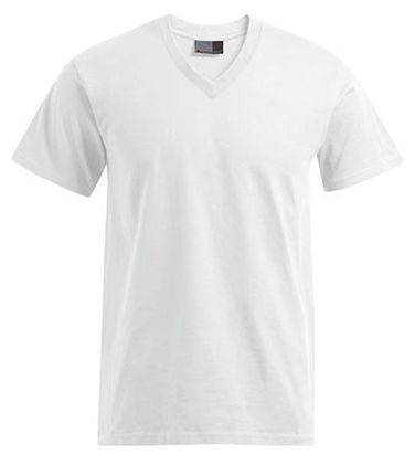 Kurzarm T-Shirt für Pflegepersonal mit V-Ausschnitt, Doppelnahtverarbeitung am Kragen und an allen Säumen, Schlauchwarenausführung und Nackenband. Waschbar bis 60°C. Bild 1