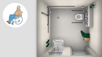 Barrierefreies Badezimmer für Personen im Rollstuhl
