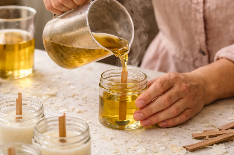 The first pour of handcrafted candles