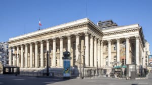 La façade du Palais Brongniart, ancienne Bourse de Paris