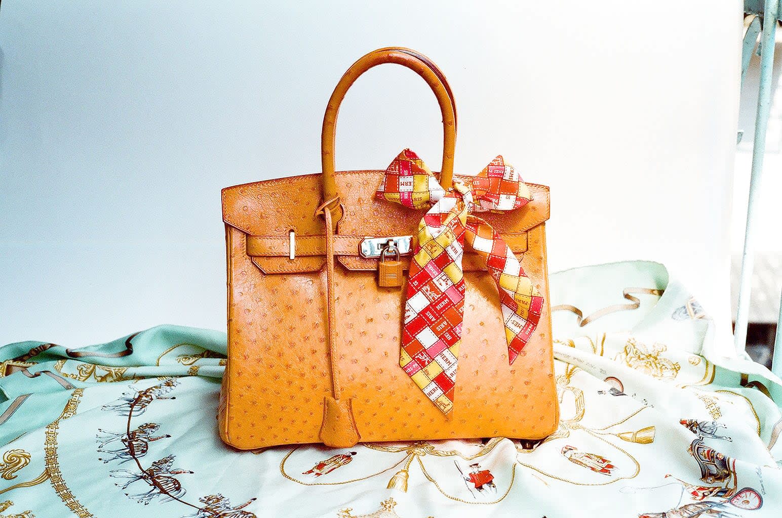 Sac Hermès Birkin en cuir d'autruche, exemple de sac a main de luxe aux materiaux exotiques et rares