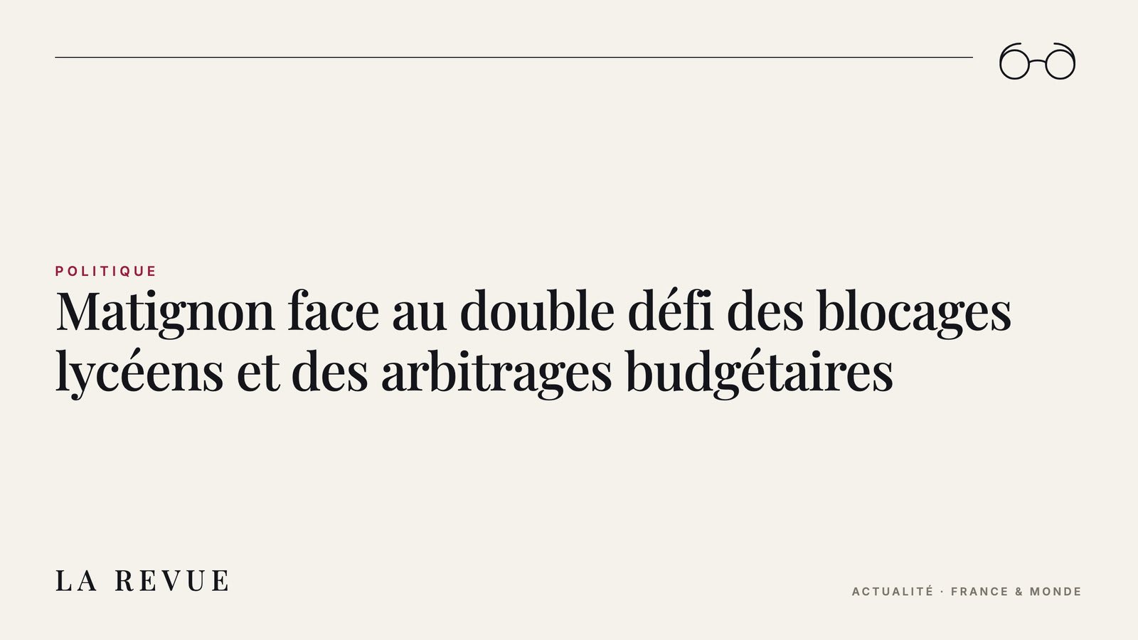Matignon face au double défi des blocages lycéens et des arbitrages budgétaires