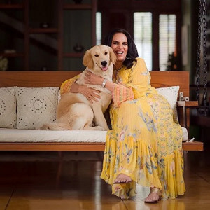 Anita Dongre with her pet Anita Dongre with her pet
