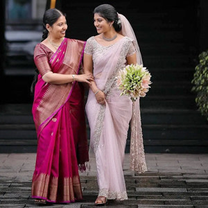 Beautiful Mauve Colored Bridal Designer Saree Beautiful Mauve Colored Bridal Designer Saree