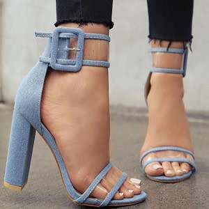 Denim look footwear with transparent straps Denim look footwear with transparent straps