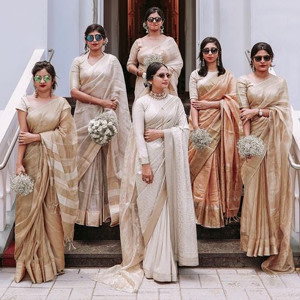 Ivory Color Wedding Saree with hints of Gold Ivory Color Wedding Saree with hints of Gold