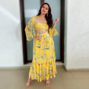 Sonakshi Sinha in a Yellow Crop Top Lehenga Sonakshi Sinha in a Yellow Crop Top Lehenga