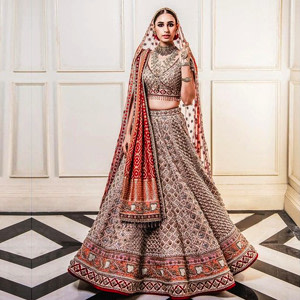 Tarun Tahiliani Red and Beige Embroidered Bridal Lehenga Tarun Tahiliani Red and Beige Embroidered Bridal Lehenga