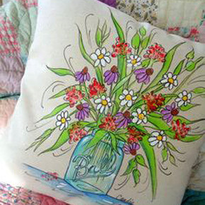 fabric painting designs for pillow covers