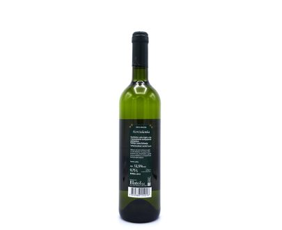 Korčulanka is een cuvee wijn uit Kroatië, achterkant van de fles
