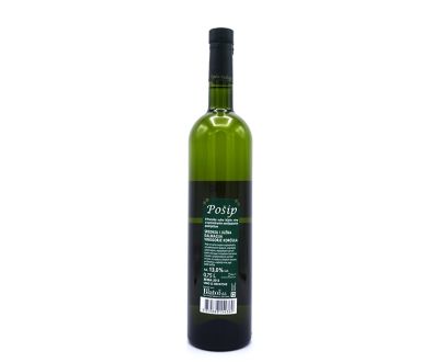 Pošip is een wijn uit Kroatië van topkwaliteit,achterkant van de fles