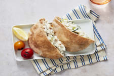 Creamy Pacific Halibut Salad Gyros with Cucumber-Mint Yogurt