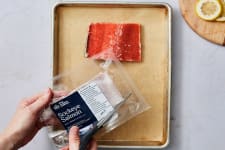 sockeye salmon baked from frozen on a sheet pan