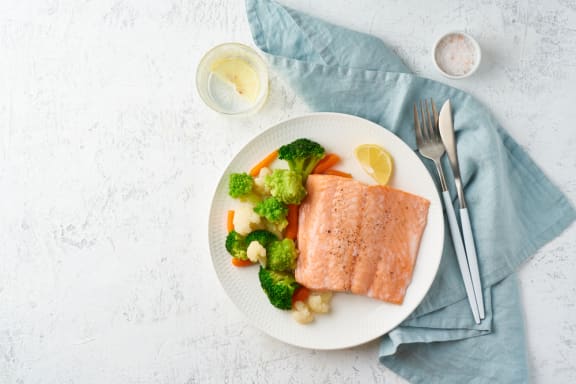 Low Carb Salmon with Miso Butter and Cauliflower Rice