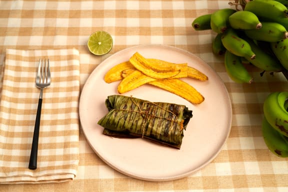 Halibut Grilled in Banana Leaves