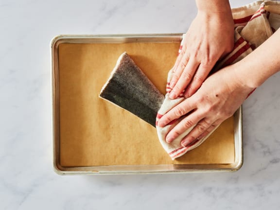 prepping raw sablefish skin up