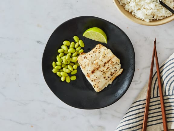 broiled sablefish fillet with edamame