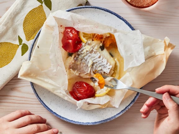 Pacific cod en papillote