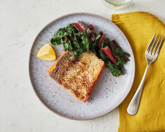 sockeye salmon fillet in pan