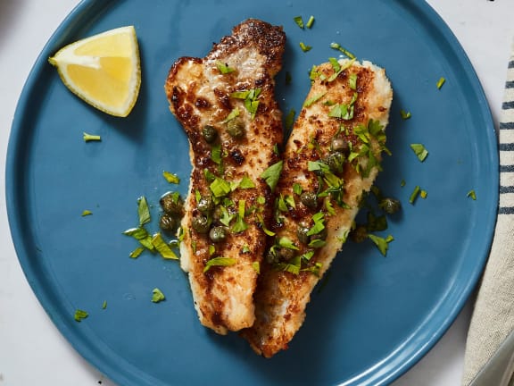 rockfish with cracker crust and caper lemon butter sauce