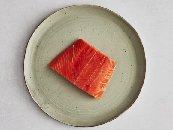 raw sockeye salmon on plate