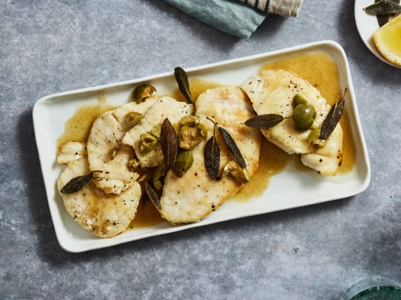 pacific halibut cheeks with brown butter sauce for fish