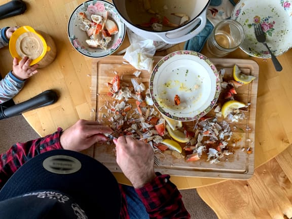 kallenberg family with dungeness crab