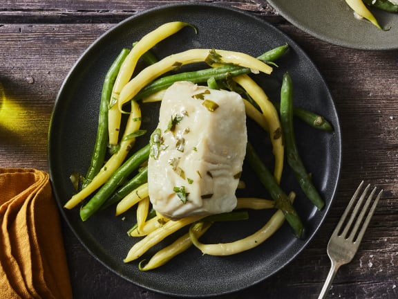 pacific halibut cooked from frozen with green beans