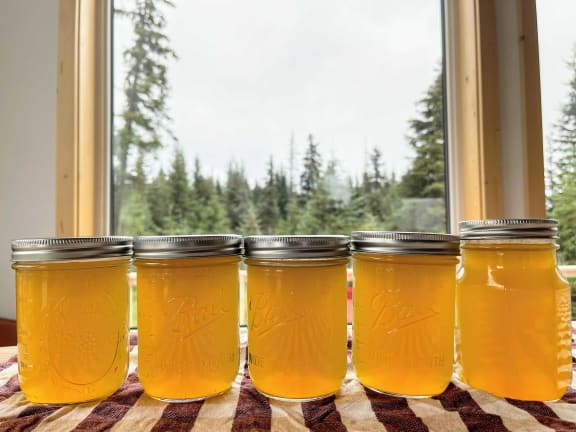 spot prawn stock in jars