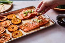 miso-maple sheet pan salmon