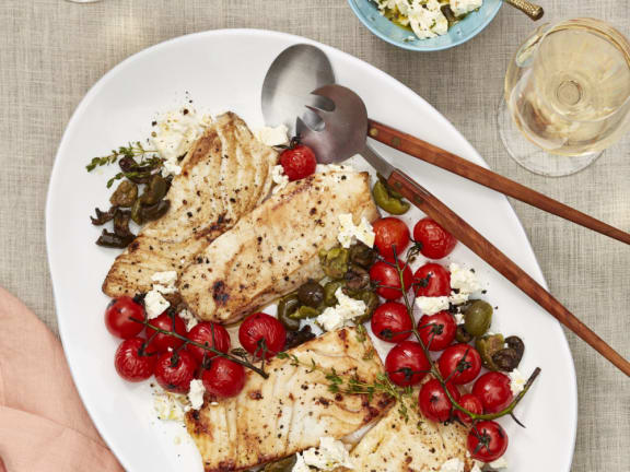 mediterranean baked pacific halibut