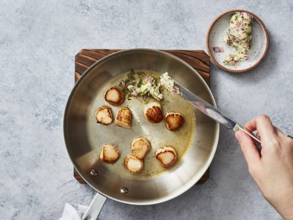 scallops appetizer with compound butter