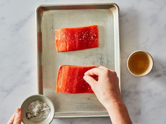 salmon cooking prep