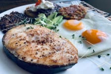 halibut steak and eggs