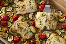 sheet pan sablefish with sweet corn