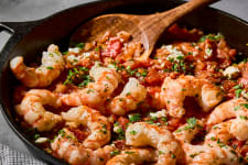 spot prawn skillet mediterranean