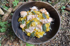 squash and salmon risotto