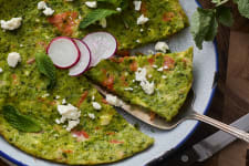 pea smoked salmon frittata