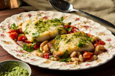 baked sablefish with white beans